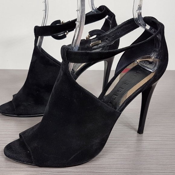 Burberry 'Luddington' Sandal Black Suede Womens Size 10 / 40 - Picture 3 of 9
